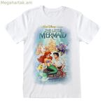 Կարճ թևքով շապիկ՝ «Փոքրիկ ջրահարսը» դասական պաստառով, սպիտակ, ունիսեքս