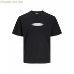 Տղամարդու կարճ թևքով մարզաշապիկ Jack & Jones JCOPACER ապրանքանիշային տպագրությամբ 12273880 սև