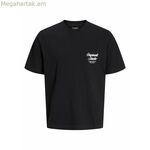 Տղամարդու կարճ թևքով մարզաշապիկ Jack & Jones JORNORREBRO TYPO SS վզնոցով NOOS 12282898 սև