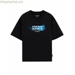 Տղամարդու կարճ թևքով մարզաշապիկ Jack & Jones JCOCONDOR SS CRWE NECK FST 12284437 սև