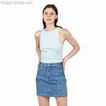 Կանացի կարճ թևքով շապիկ 24COLOURS՝ առօրյա կապույտ, բաց կապույտ