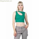 Կանացի կարճ թևքով մարզաշապիկ 24COLOURS՝ առօրյա կանաչ