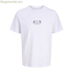 Տղամարդու կարճ թևքով Jack & Jones JORRETRO շապիկ՝ SS, վզնոցով, SMU 12288009, սպիտակ