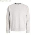 Տղամարդու սվիտեր առանց գլխարկի Jack & Jones JCOSTANCE SWEAT՝ վզնոցով, 12282821, մոխրագույն