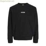 Տղամարդու սվիտեր առանց գլխարկի Jack & Jones JCOSTANCE SWEAT՝ վզնոցով, սև 12282821