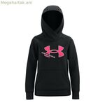 Under Armour աղջիկների համար նախատեսված գլխարկով սվիտեր՝ սև ֆլիսե լոգոտիպով
