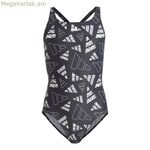 Աղջիկների համար նախատեսված լողազգեստ Adidas Aop Bars Suit մոխրագույն