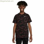 Մանկական կարճ թևքով մարզաշապիկ Nike Sportswear AOP սև