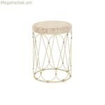 Կողքի սեղան DKD Home Decor բնական մետաղական կրեմագույն ռատան (35 x 35 x 49 սմ)
