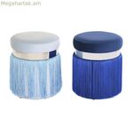 Ոտնաթաթի հենարան DKD Home Decor Արծաթագույն մետաղական Երկնագույն մուգ կապույտ ծոպեր 35 x 35 x 41 սմ (2 հատ)