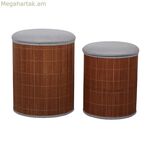 Պուֆե Վերսա Մոխրագույն կտավատի բամբուկե MDF փայտից