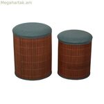 Պուֆե Վերսա կանաչ կտավատի բամբուկե MDF փայտից