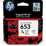 HP 653 օրիգինալ թանաքային փամփուշտ՝ երկնագույն/մանուշակագույն/դեղին