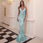 Marissa ակվա փայլիկներով զգեստ