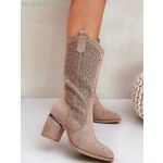 Step in style բացվածքներով երկարաճիտ կոշիկներ — բեժ [MW-218494]